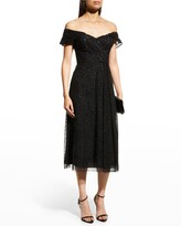Thumbnail for your product : Rickie Freeman For Teri Jon Off-Shoulder Beaded Sequin Mesh Dress