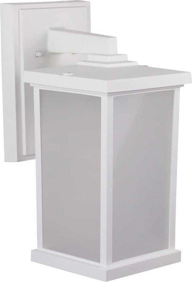 Solus Artisan Large Square 14.40 in. White Composite Outdoor Hardwired Lantern Sconce with Frosted Diffuser 4000K LED