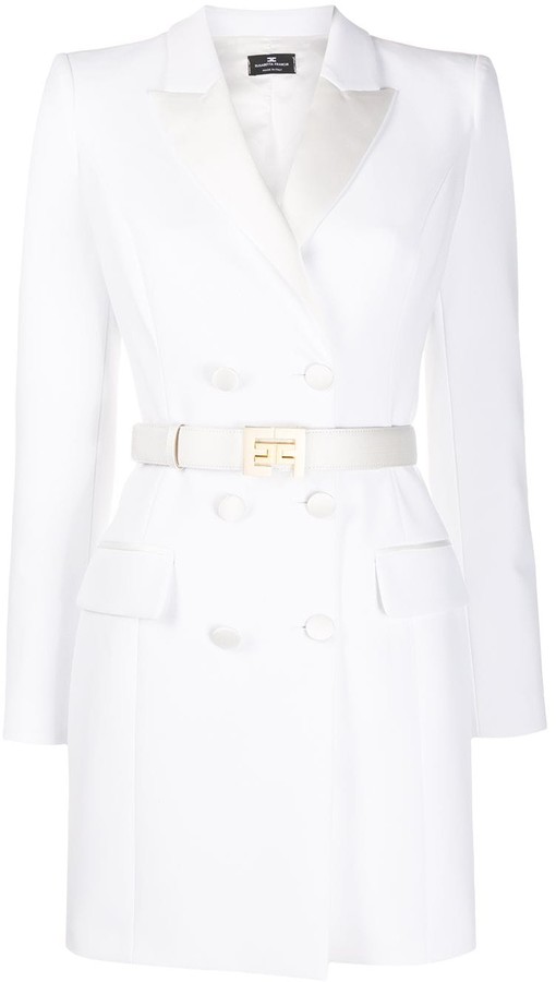 Elisabetta Franchi Logo Plaque Belted Dress - ShopStyle Blazers