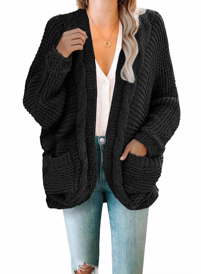 black thick cardigan