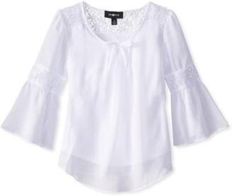 Amy Byer Bell Sleeve Top With Lace Inset