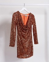 Thumbnail for your product : ASOS DESIGN sequin embellished cowl shift dress
