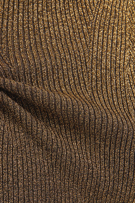 Sandro Shinny Metallic Ribbed-knit Turtleneck Top
