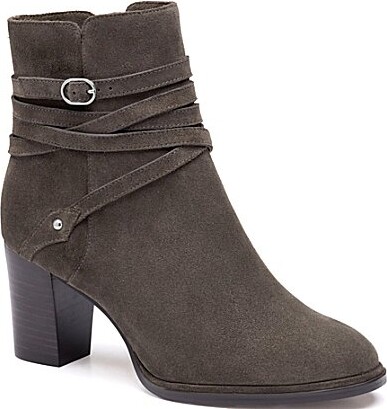 Johnston & Murphy Johnston Murphy Women's Amy Suede Belt Strap Hardware Booties