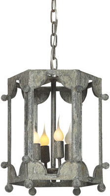 ellahome Wilmington 4 - Light Lantern Geometric Pendant with Wrought Iron Accents