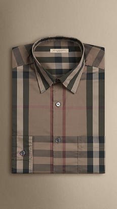 Burberry Check Stretch Cotton-blend Shirt
