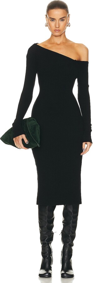 Enza Costa Knit One Shoulder Dress in Black