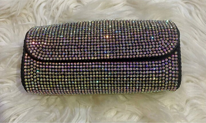 Ole Iridescent Rhinestone Sunglass Holder In Silver