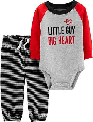 Carter's Baby Boy's Valentine's Day Little Guy Big Heart Bodysuit and Pants