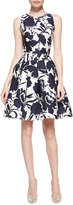 Thumbnail for your product : Oscar de la Renta Sleeveless Floral Fit-and-Flare Dress