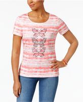 Thumbnail for your product : Karen Scott Striped Butterfly-Graphic Cotton Top, Created for Macy's