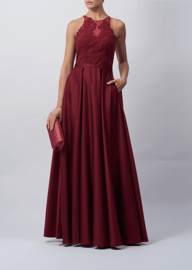 Mascara London Satin Pocket Lace Embroided Maxi Dress ShopStyle Sandals