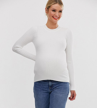 Asos DESIGN Maternity crew neck jumper in skinny rib Asos DESIGN Maternity crew neck jumper in skinny rib