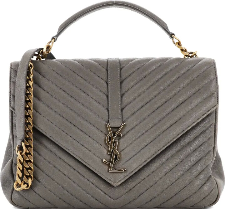 Saint Laurent Pre-Owned Classic Monogram College Bag Matelasse Chevron Leather Large shoulder bag