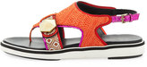 Thumbnail for your product : Nicholas Kirkwood Flat Rubber-Sole Mixed-Fabric Sandal, Orange