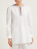 Thumbnail for your product : Le Sirenuse, Positano - Kate Embroidered Cotton Blouse - White Multi