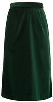 Thumbnail for your product : Batsheva High-rise Pleated Velvet Skirt - Dark Green