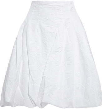 KHAITE Tanya Gathered Crinkled Cotton-blend Twill Skirt