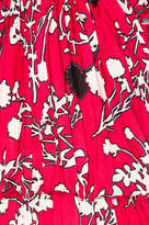 Thumbnail for your product : Self-Portrait Off Shoulder Pleated Floral Mini Dress in Red | FWRD