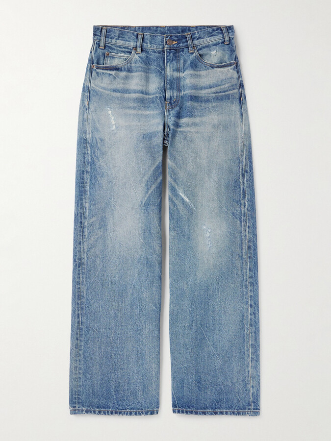 Celine Wide-Leg Distressed Jeans