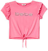Thumbnail for your product : Bebe Sequin Logo Tie Front Top