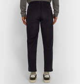 Thumbnail for your product : Folk Signal Tapered Cropped Pleated Cotton-Corduroy Trousers
