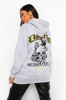 Thumbnail for your product : boohoo Petite Skull Oversized Back Print Hoody