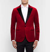 Thumbnail for your product : Lanvin Claret Slim-Fit Satin-Trimmed Cotton-Velvet Tuxedo Jacket