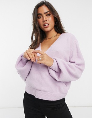 purple wrap sweater