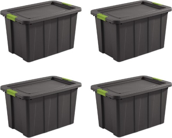 Sterilite 18 Gal Latching Tuff1 Storage Tote, Stackable Bin with Latch Lid,  Plastic Container to Organize Garage, Basement, Gray Base and Lid, 12-Pack