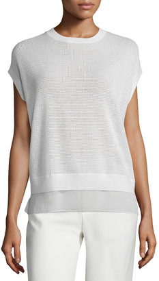 Vince Cap-Sleeve Pointelle Pullover