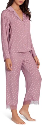 Midnight Bakery Lace Trim Dot Satin Pajamas