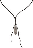 Thumbnail for your product : Feathered Soul Women's Diamond Feather Pendant on Leather Necklace
