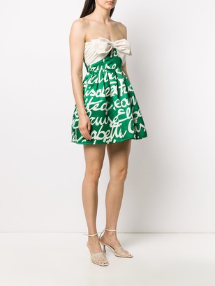Elisabetta Franchi Logo Print Bow Detail Flared Dress