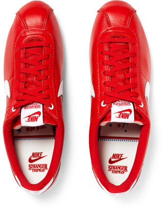 Nike + Stranger Things Cortez Qs Full-grain Leather Sneakers - Red