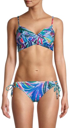 La Blanca Leaf-Print Crisscross Bikini Top - ShopStyle Two Piece Swimsuits