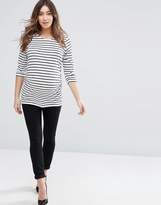 Thumbnail for your product : ASOS Maternity DESIGN Maternity Lisbon mid rise ankle grazer jeans in clean black with under the bump waistband