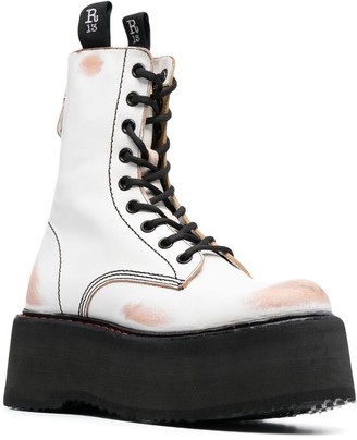 R 13 Chunky Flatform Lace-Up Boots