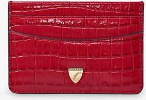Aspinal of London Womens Cherry Snakeskin Branded Leather Card Holder