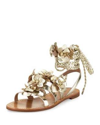 Tory Burch Blossom Leather Gladiator Sandal, Gold