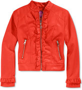 Thumbnail for your product : Dollhouse Girls' Ruffled Quilted Faux-Leather Jacket