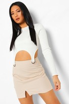 Thumbnail for your product : boohoo Petite Check Notch Front Mini Skirt
