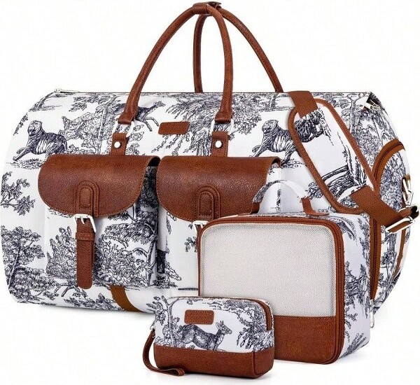 LOVELAY CREATIONS 3pcsConvertibleGarmentWeekenderBagCarry-OnDufflewithShoePouchMulticolorStandard
