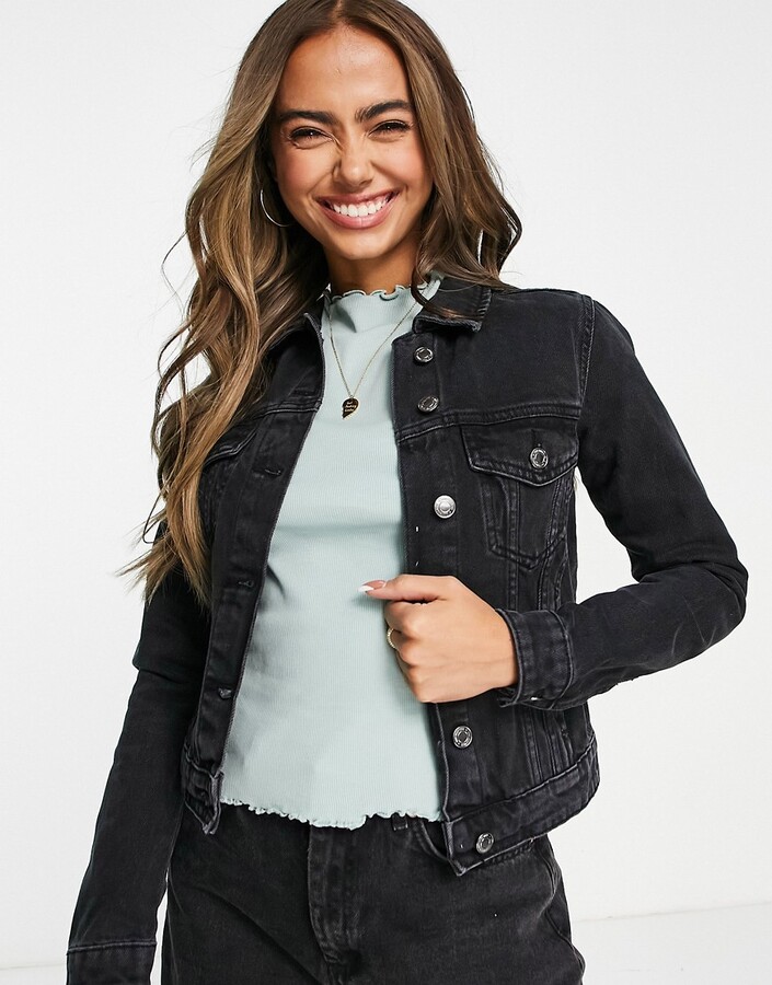 fitted dark denim jacket