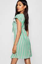 Thumbnail for your product : boohoo Knot Front Striped Tea Dress