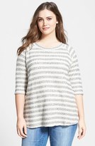 Thumbnail for your product : Lucky Brand Stripe Raglan Sleeve Cotton Sweater (Plus Size)