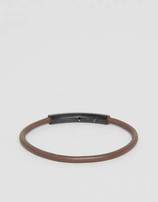 Emporio Armani Slim Leather Bracelet In Black