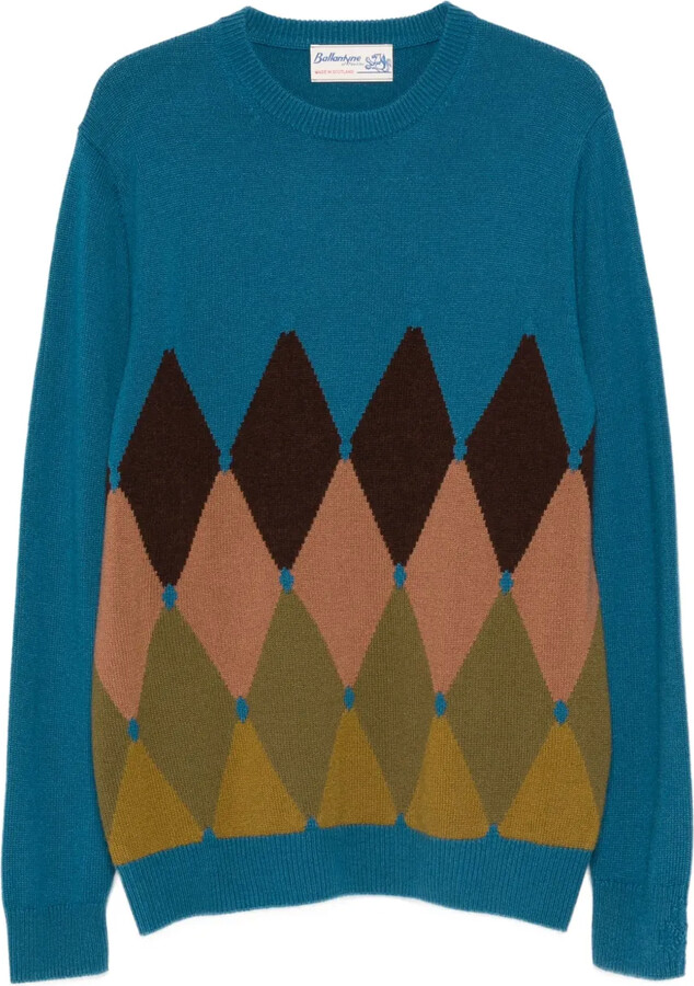 Ballantyne Argyle-Knit Crew-Neck Sweater