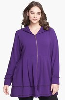 Thumbnail for your product : Pink Lotus Pleated Tunic Hoodie (Plus Size)