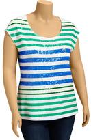 Thumbnail for your product : Old Navy Women's Plus Sequined-Stripe Tees